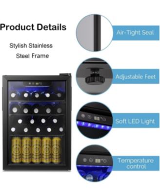 Antartic Star Beverage Cooler and Refrigerator, 95 Can/24 Bottle Mini Fridge with Glass Door, Compact Drink Fridge with Adjustable Shelves for Soda, Beer, or Wine – Ideal for Home, Bar, or Office