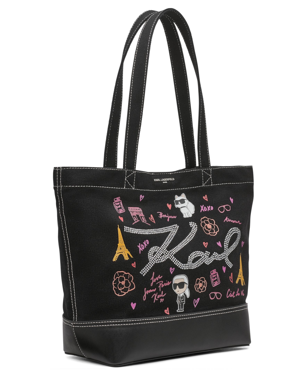 Karl Lagerfeld Cannes Mini Tote Bag In Black Multi