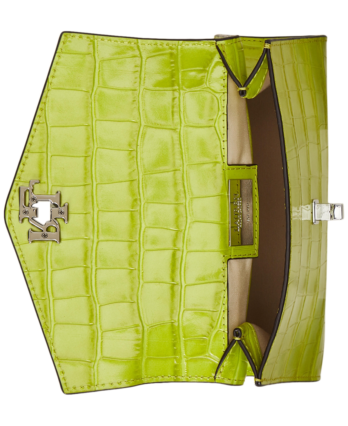 Ralph Lauren Crocodile-embossed Leather Small Farrah Satchel In Green