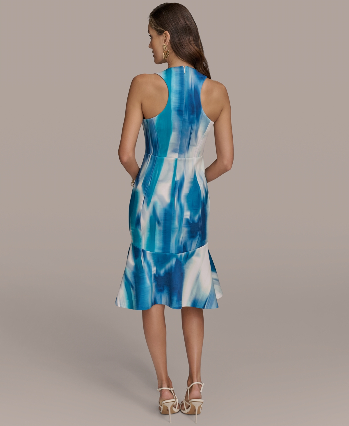 Donna Karan New York Sleeveless Ruffle Hem Dress In Multi