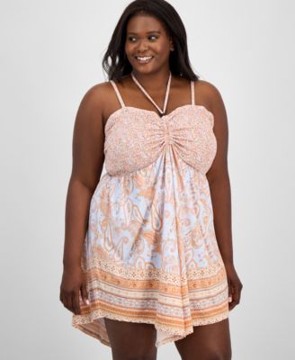 Trendy Plus Size Smocked Handkerchief-Hem Dress