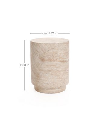 Travertine-Style Round Textured MgO Side Table