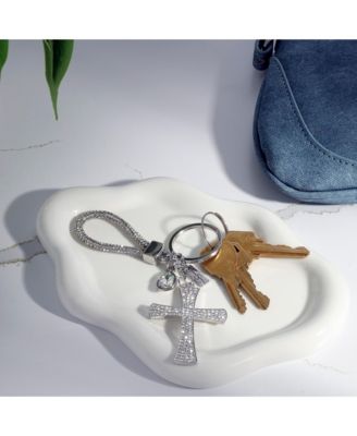 Pave Crystal Cross Keychain Bag Charm