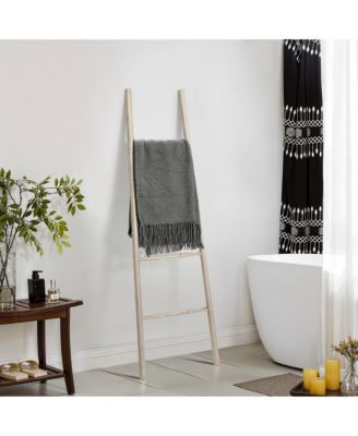 Rustic Birch Wood 4-Rung Blanket Ladder