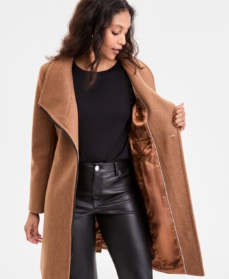 Women's Asymmetric Front-Zip Belted Coat, Exclusively at Macy's