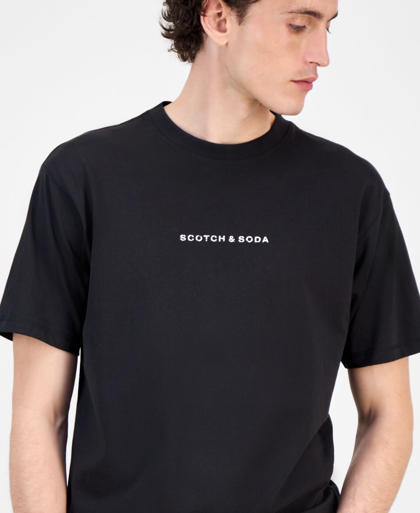Мужская футболка SCOTCH & SODA Core Relaxed-Fit Logo, цвет: Чёрный — фото 3