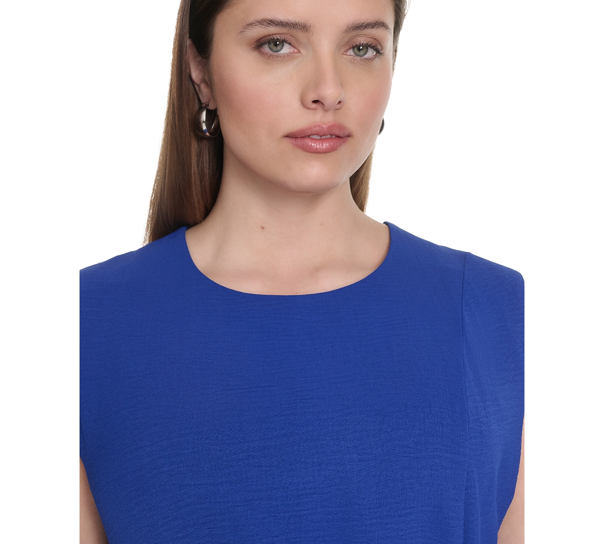 CALVIN KLEIN PLUS SIZE SIDE-CINCHED SLEEVELESS MIDI DRESS 
