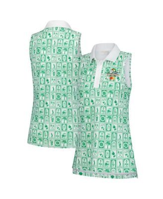 Smith & Quinn - Women's&nbsp;Green Arnold Palmer Invitational Geo Print Sleeveless Polo Shirt