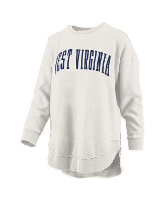 Women's&nbsp;Oatmeal West Virginia Mountaineers Melange Poncho Vintage Fleece Long Sleeve Pullover Sweatshirt