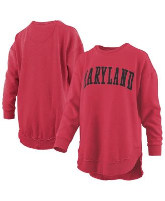 Pressbox - Women's&nbsp;Red Maryland Terrapins Melange Poncho Vintage Fleece Long Sleeve Pullover Sweatshirt