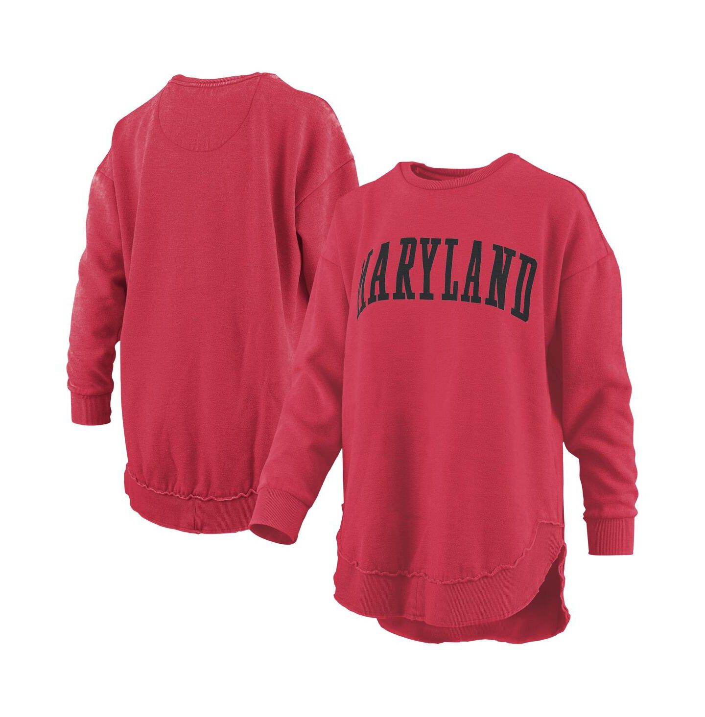 Женская толстовка Pressbox Red Maryland Terrapins Melange Poncho Vintage Fleece Long Sleeve Pullover — фото 1