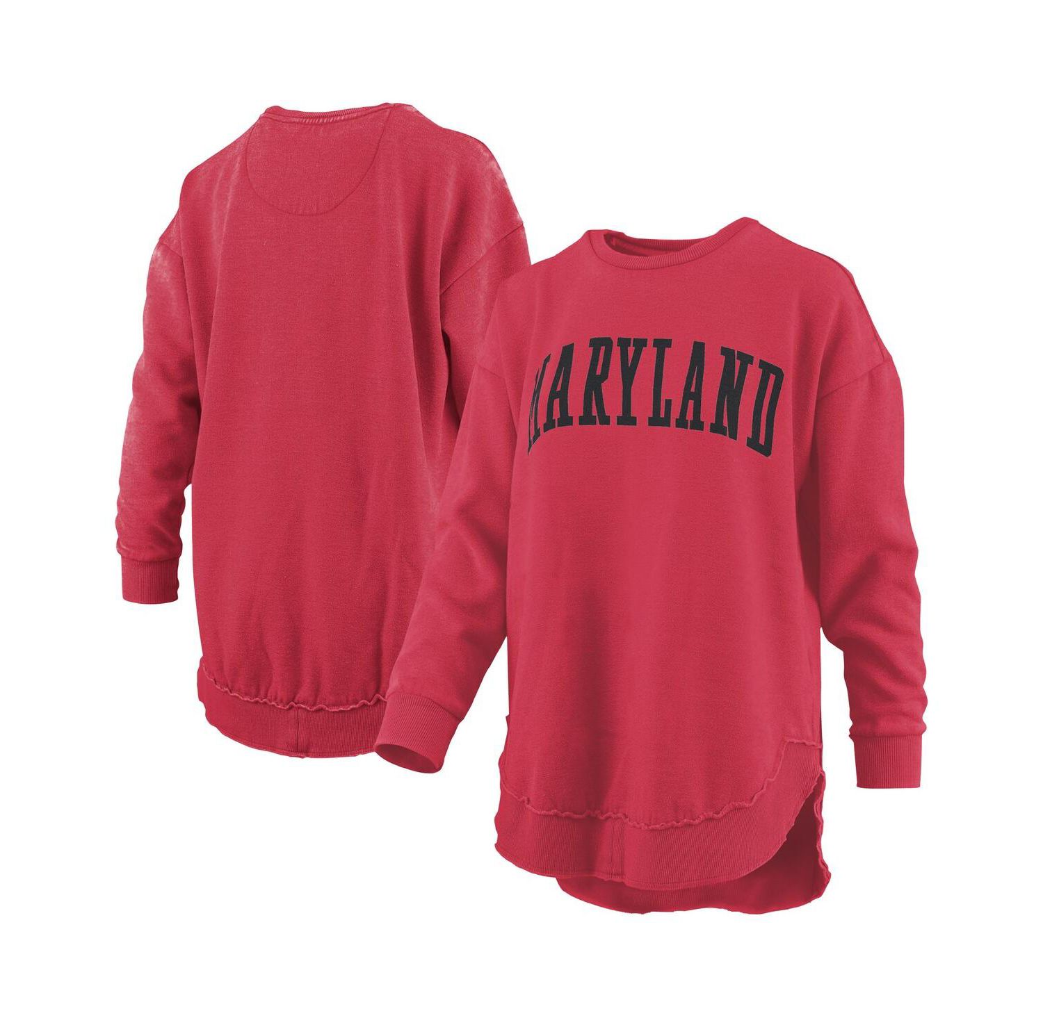 Women's Red Maryland Terrapins Melange Poncho Vintage Fleece Long Sleeve Pullover Sweatshirt