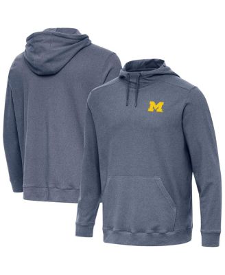 Antigua - Men's Heather Navy Michigan Wolverines Cloud Pullover Hoodie