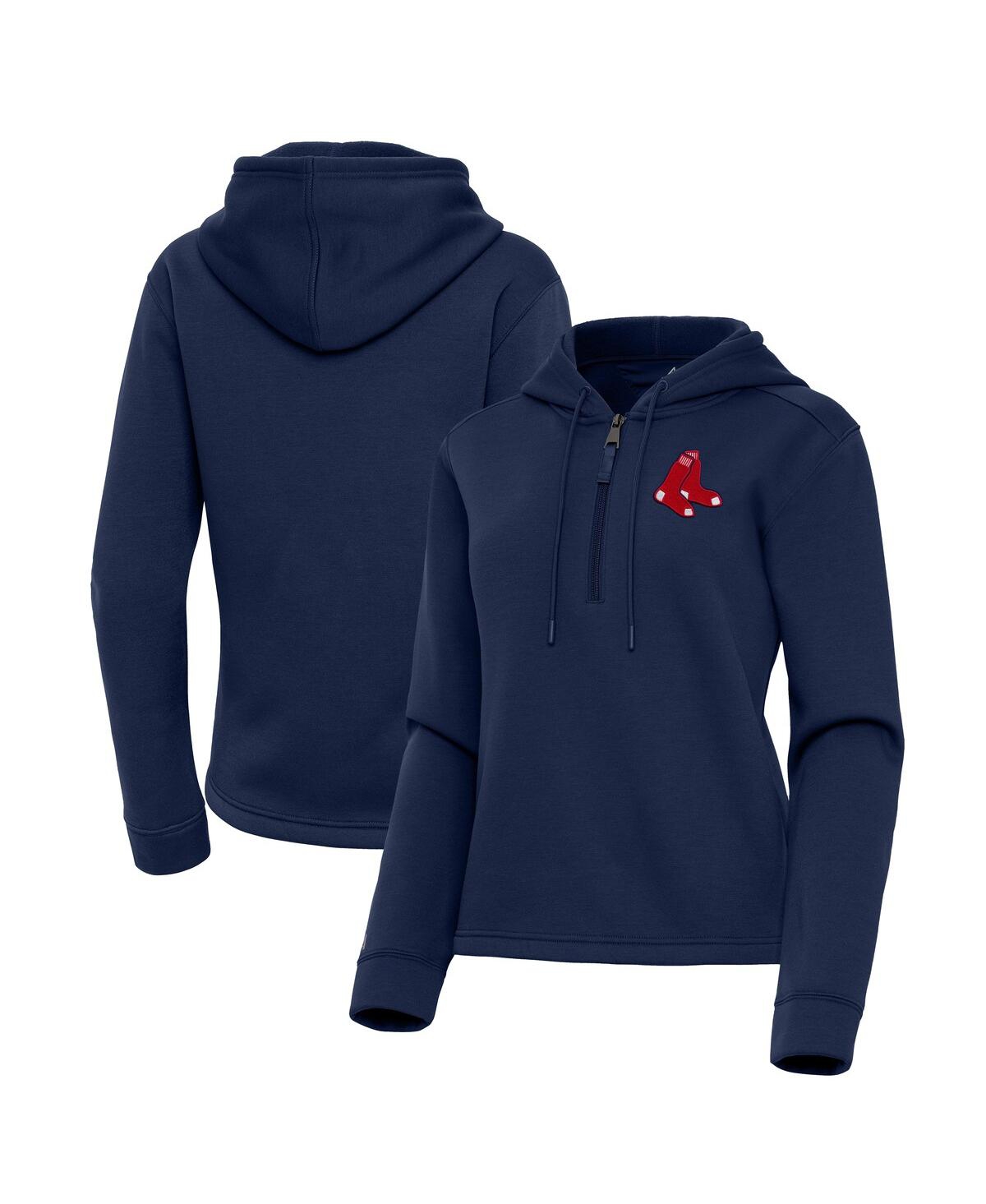 Women's Navy Boston Red Sox Contemporary Quarter-Zip Hoodie - Navy