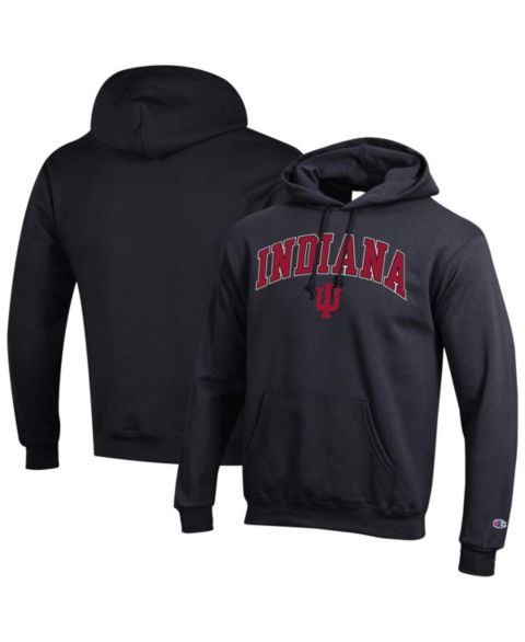 Мужское худи Champion Crimson Indiana Hoosiers Arched Logo Fleece Pullover, цвет: Чёрный