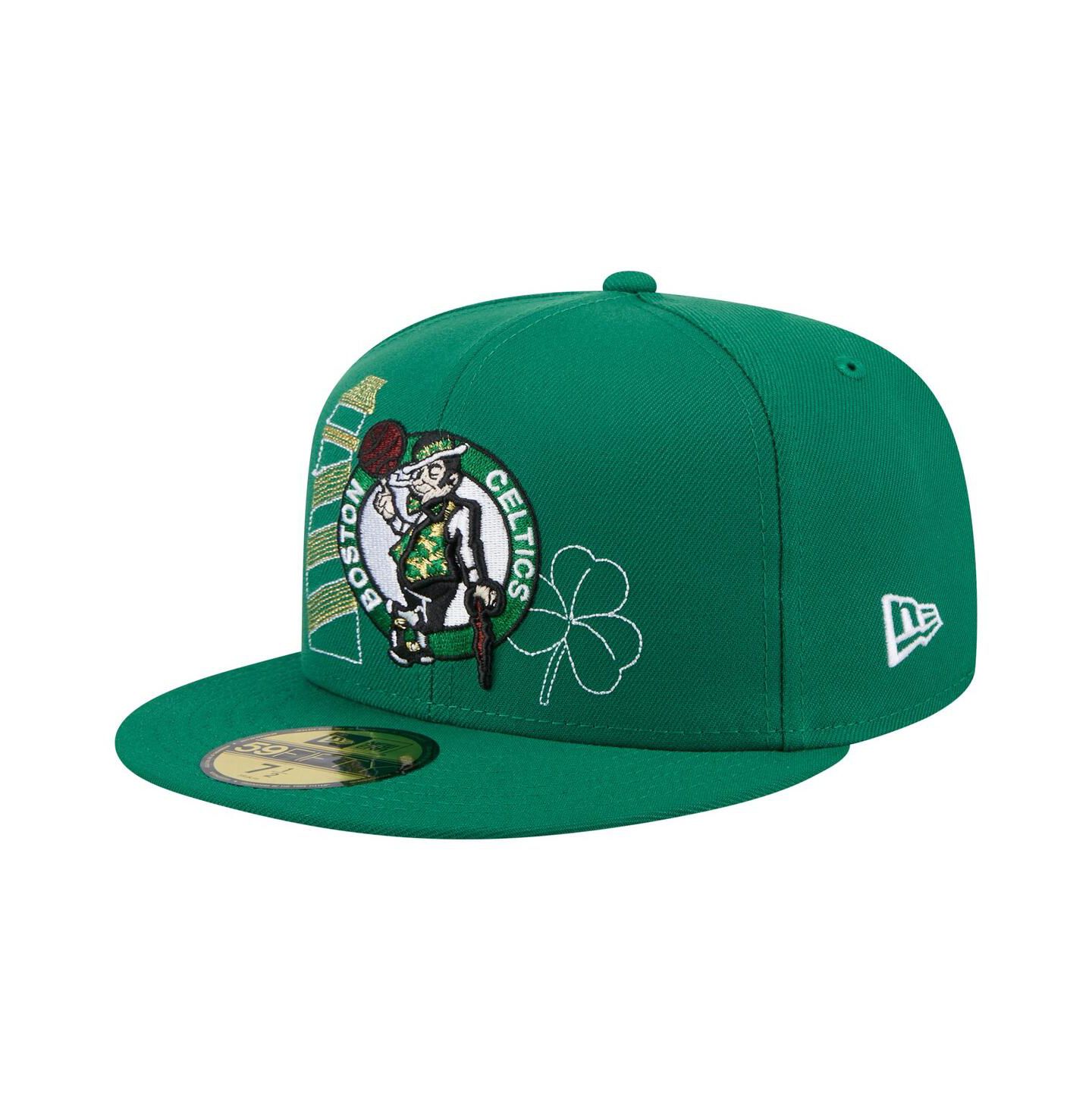 Мужская кепка New Era Kelly Green Boston Celtics State Stitch 59FIFTY Fitted Hat — фото 1