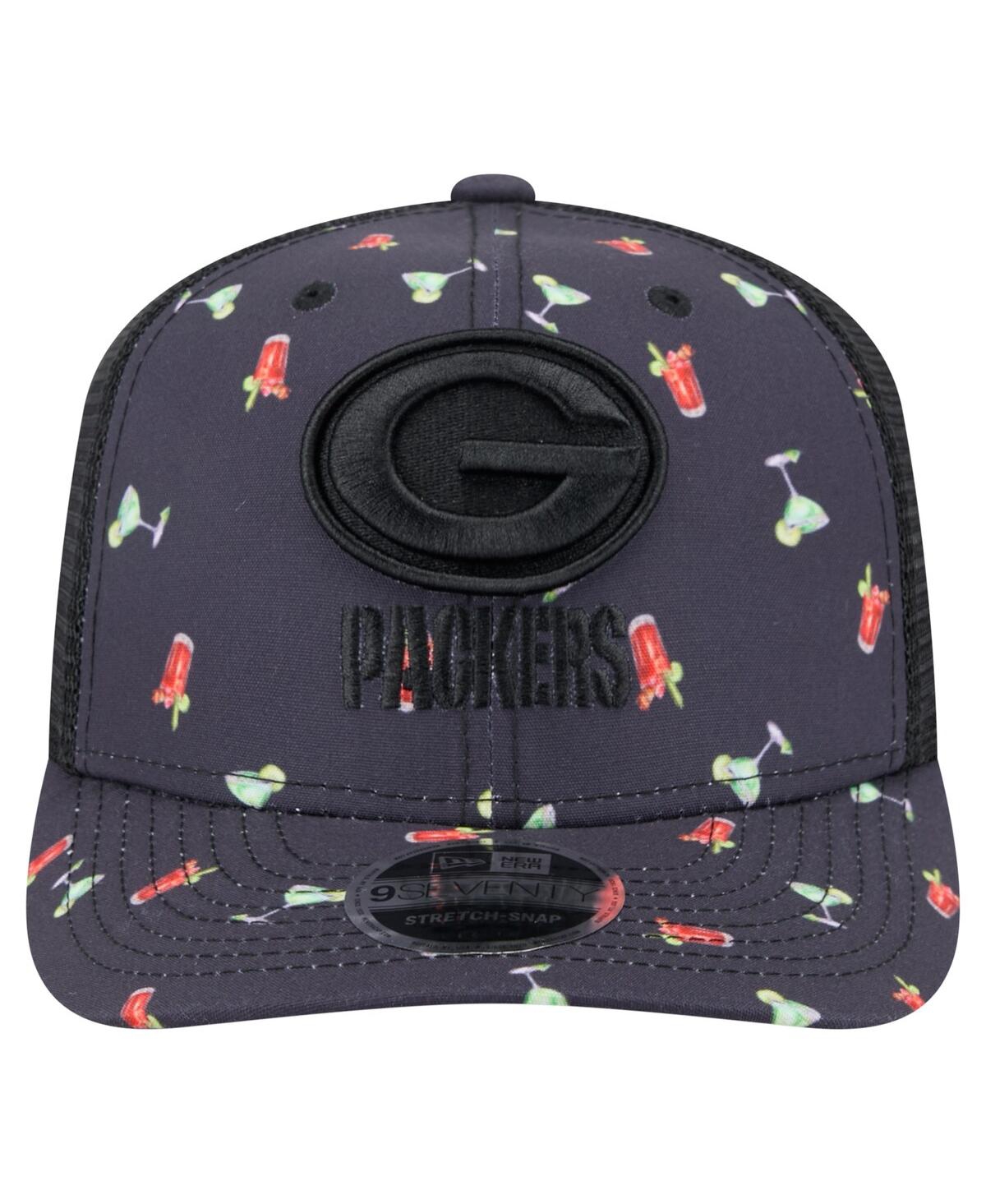 NEW ERA MEN'S NAVY/BLACK GREEN BAY PACKERS ADVENTURE DRINKS PATTERN 9SEVENTY STRETCH-SNAP HAT 
