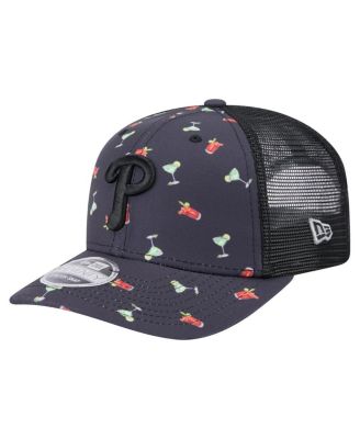 New Era - Men's Black Philadelphia Phillies Adventure Drinks Pattern 9SEVENTY Stretch-Snap Hat
