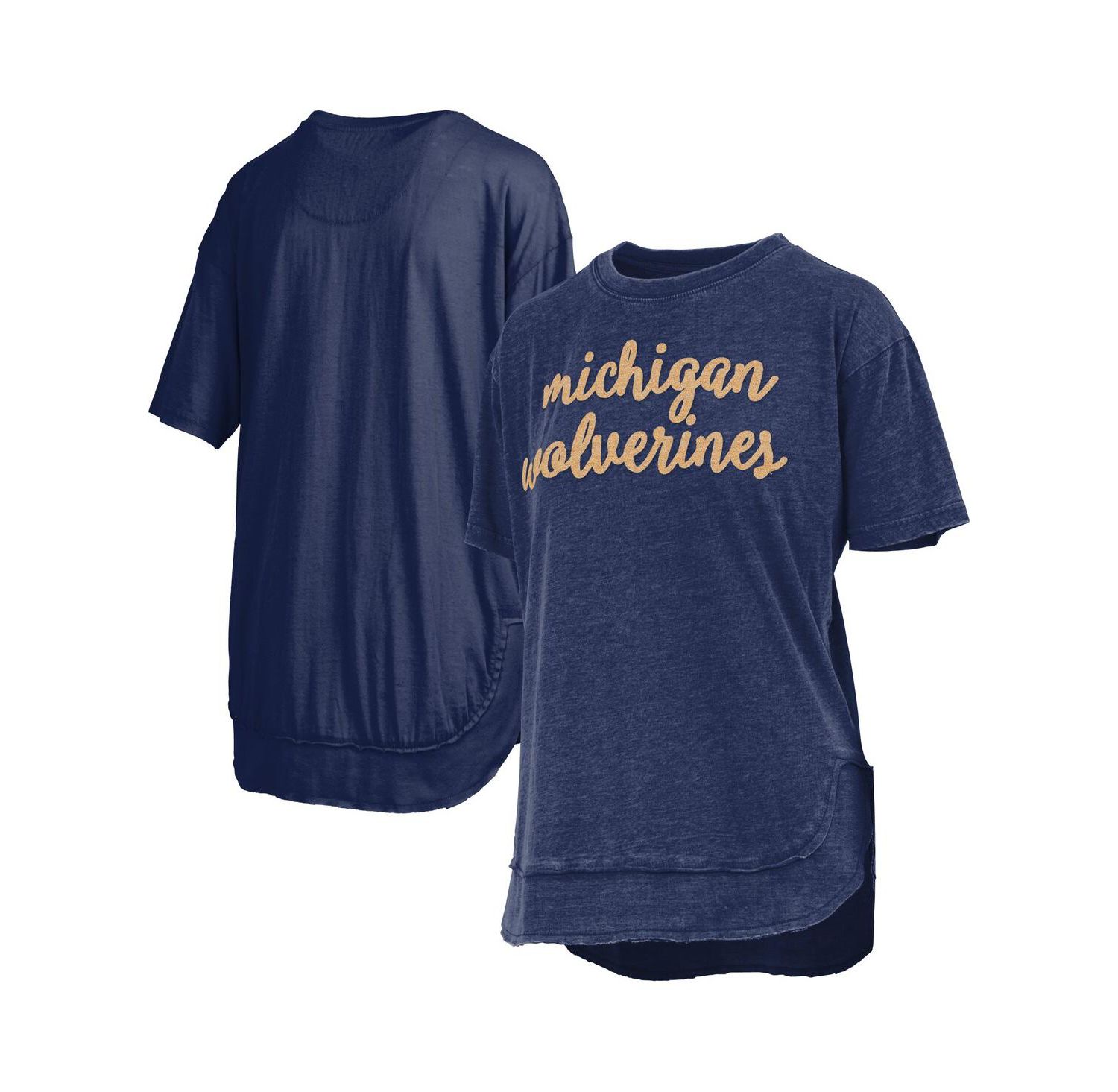 Women's Navy Michigan Wolverines Poncho T-Shirt