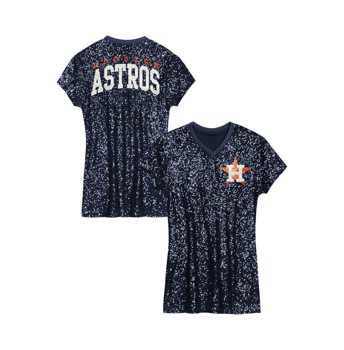 Платье Outerstuff Youth Navy Houston Astros Sequin V-Neck Dress для девочек — фото 1