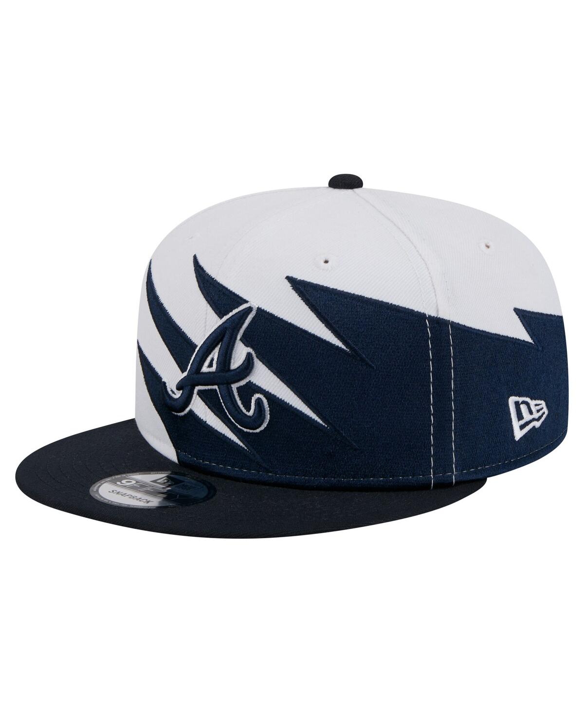 NEW ERA MEN'S NAVY/WHITE ATLANTA BRAVES JAGGED 9FIFTY SNAPBACK HAT 