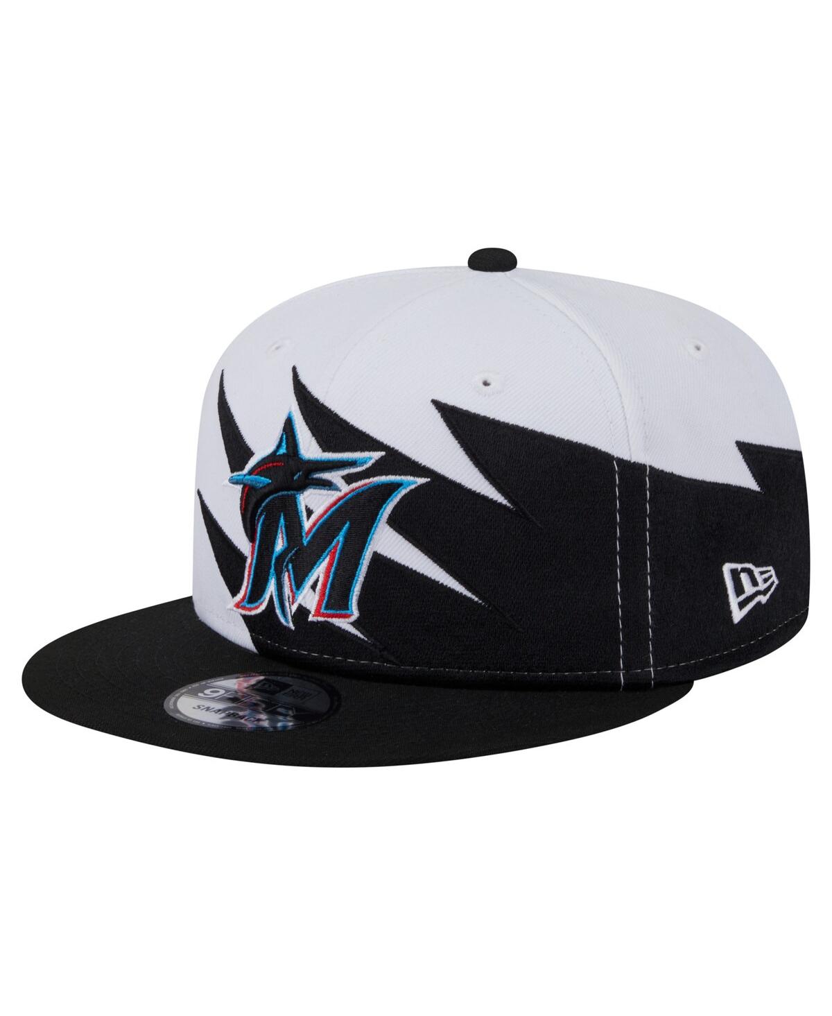 NEW ERA MEN'S BLACK/WHITE MIAMI MARLINS JAGGED 9FIFTY SNAPBACK HAT 