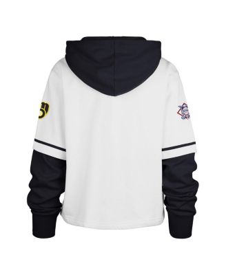 Women's White Milwaukee Brewers Trifecta Shortstop Cropped Pullover Hoodie