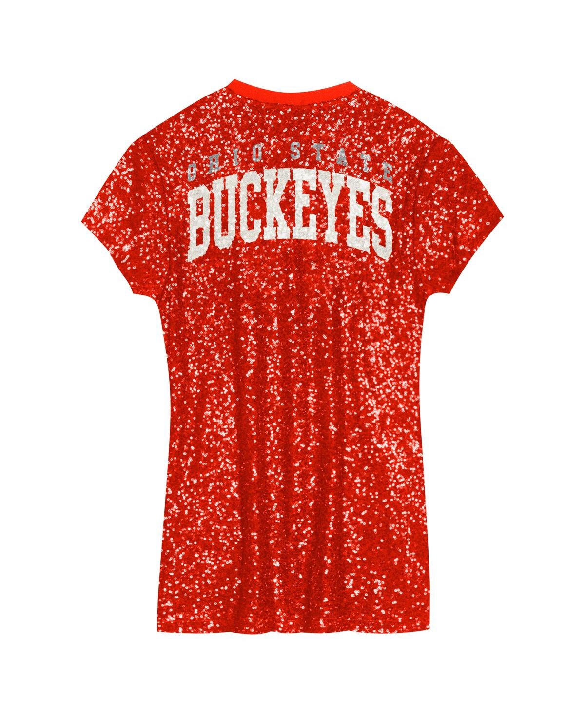 OUTERSTUFF PRESCHOOL SCARLET OHIO STATE BUCKEYES SEQUIN V-NECK DRESS 