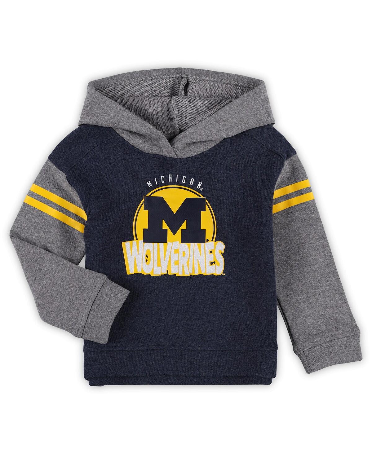 Outerstuff Girls Toddler Michigan Wolverines Clubhouse Pullover Hoodie And Legging Set In Navy,heather Gray
