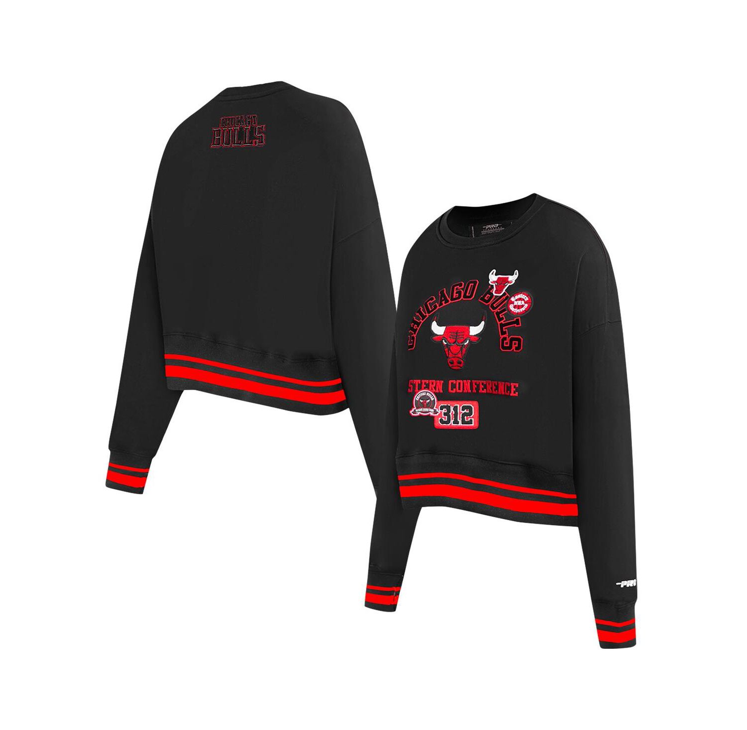 Women's Black Chicago Bulls Area Code Cropped Pullover Sweatshirt