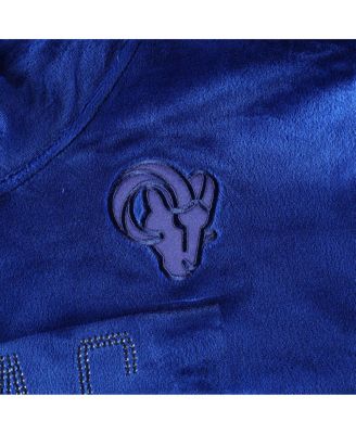 DKNY Women's Royal Los Angeles Rams Deliliah Rhinestone Funnel Neck Pullover Sweatshirt