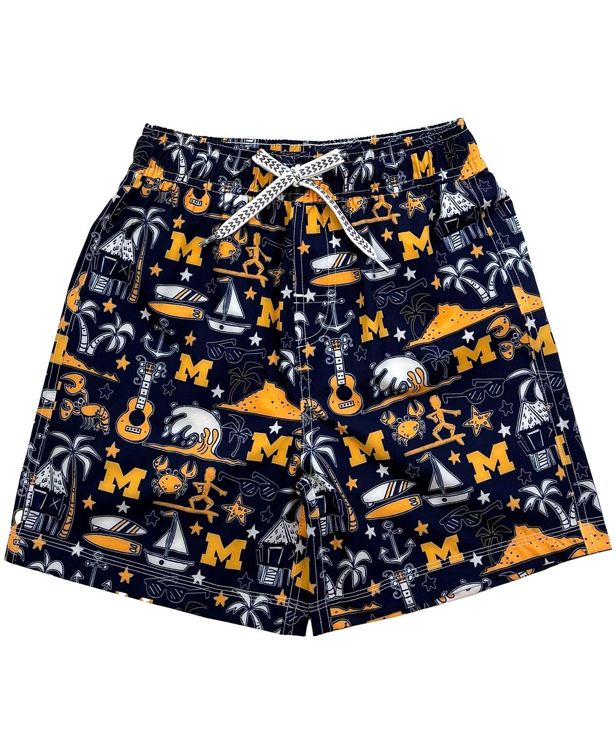 Wes & Willy Big Boys And Girls Navy Notre Dame Fighting Irish Luau Swim Trunks In Navy