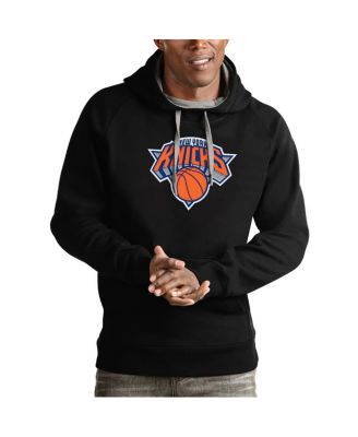 Antigua - Men's Black New York Knicks Team Logo Victory Pullover Hoodie