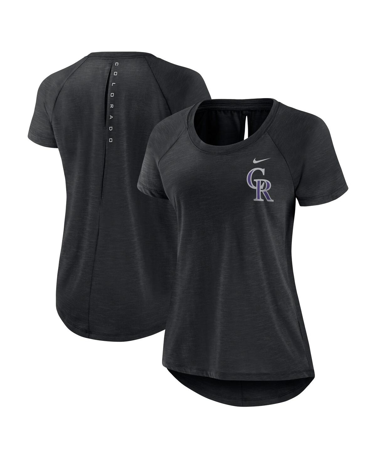 Nike Women's Heather Black Colorado Rockies Summer Breeze Raglan Fashion T-shirt In Heather Black
