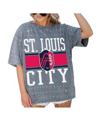 Women's Gray St. Louis City SC Oversized Mini Rhinestone Classic T-Shirt