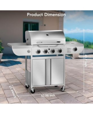 Gas Grill,Heavy-Duty Stainless Steel BBQ Grill,4 Burner Gas Grill with Side Burner,42000 BTU Propane Gas Grill for Outdoor Cooking,Barbecue,Garden and Patio Backyard