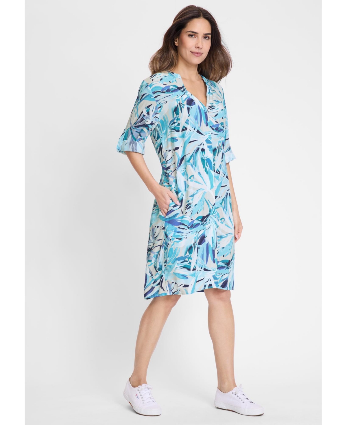 Women's Printed Tunic Dress - Aruba blue