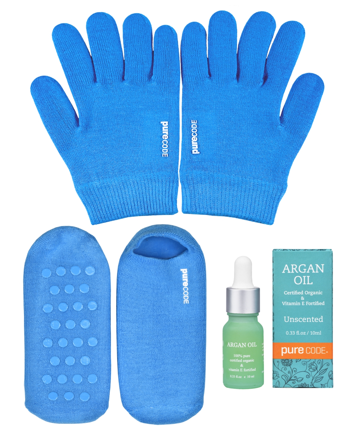Men's 3-Pc. Moisturizing Gel Set, Gloves L-xl, Socks 10-12 - Blue