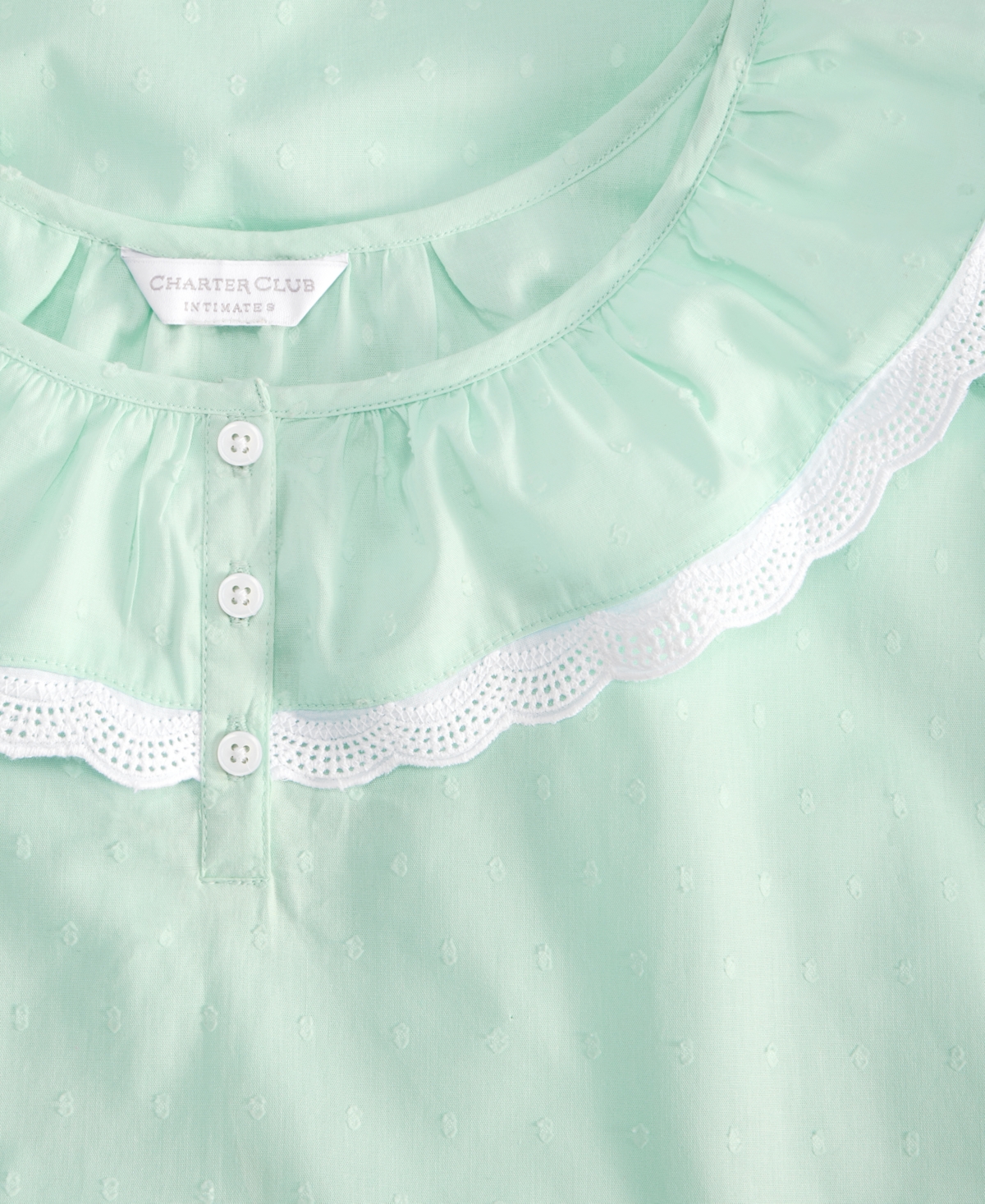 CHARTER CLUB WOMEN'S COTTON CLIP-DOT RUFFLED CHEMISE, EXCLUSIVELY AT MACY'S 