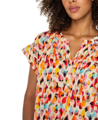 Petite Printed Popover Top