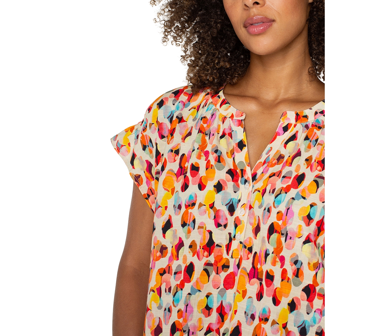 Liverpool Los Angeles Printed Dolman Sleeve Popover Blouse