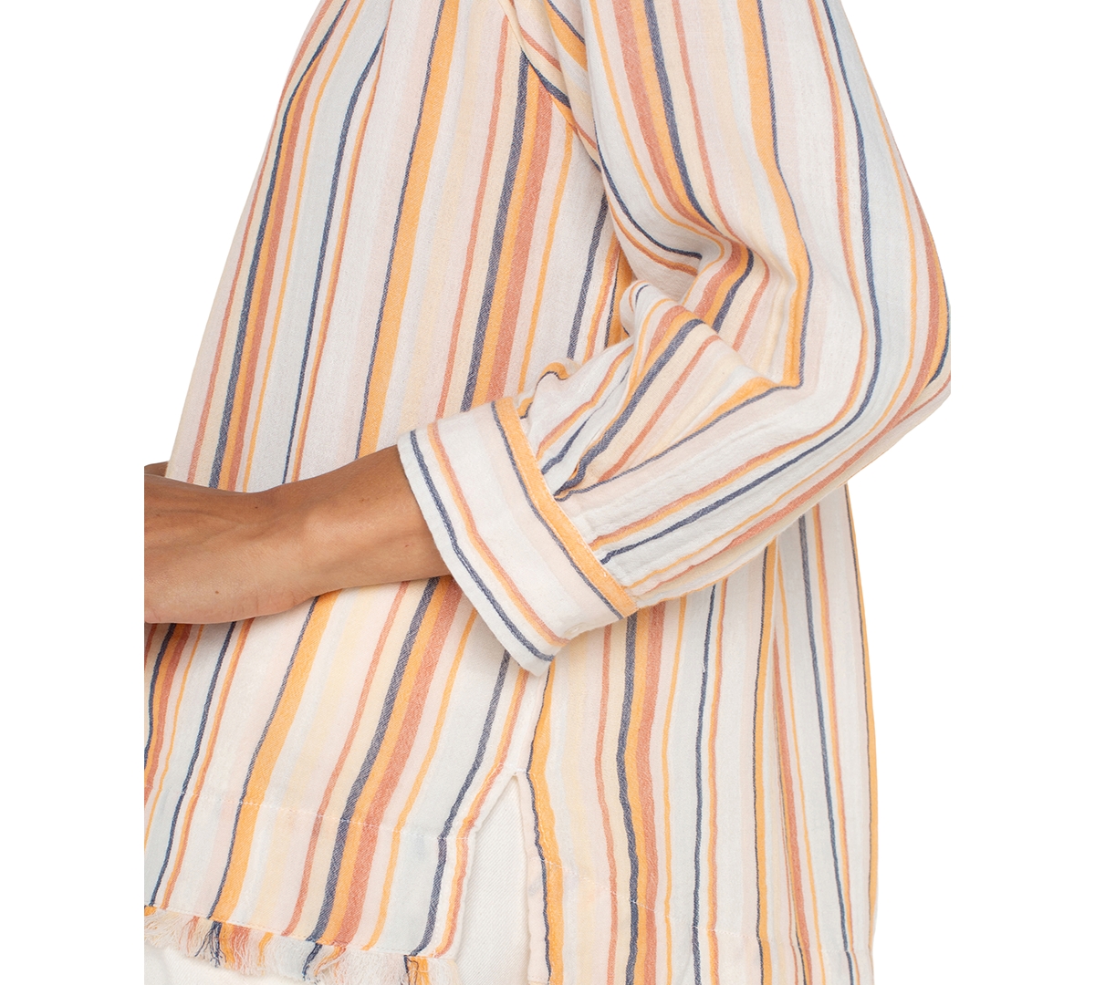 Liverpool Los Angeles Fray Hem Cotton Top In Multi