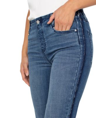 Petite Gia Glider Frayed-Hem Cropped Flare Jeans