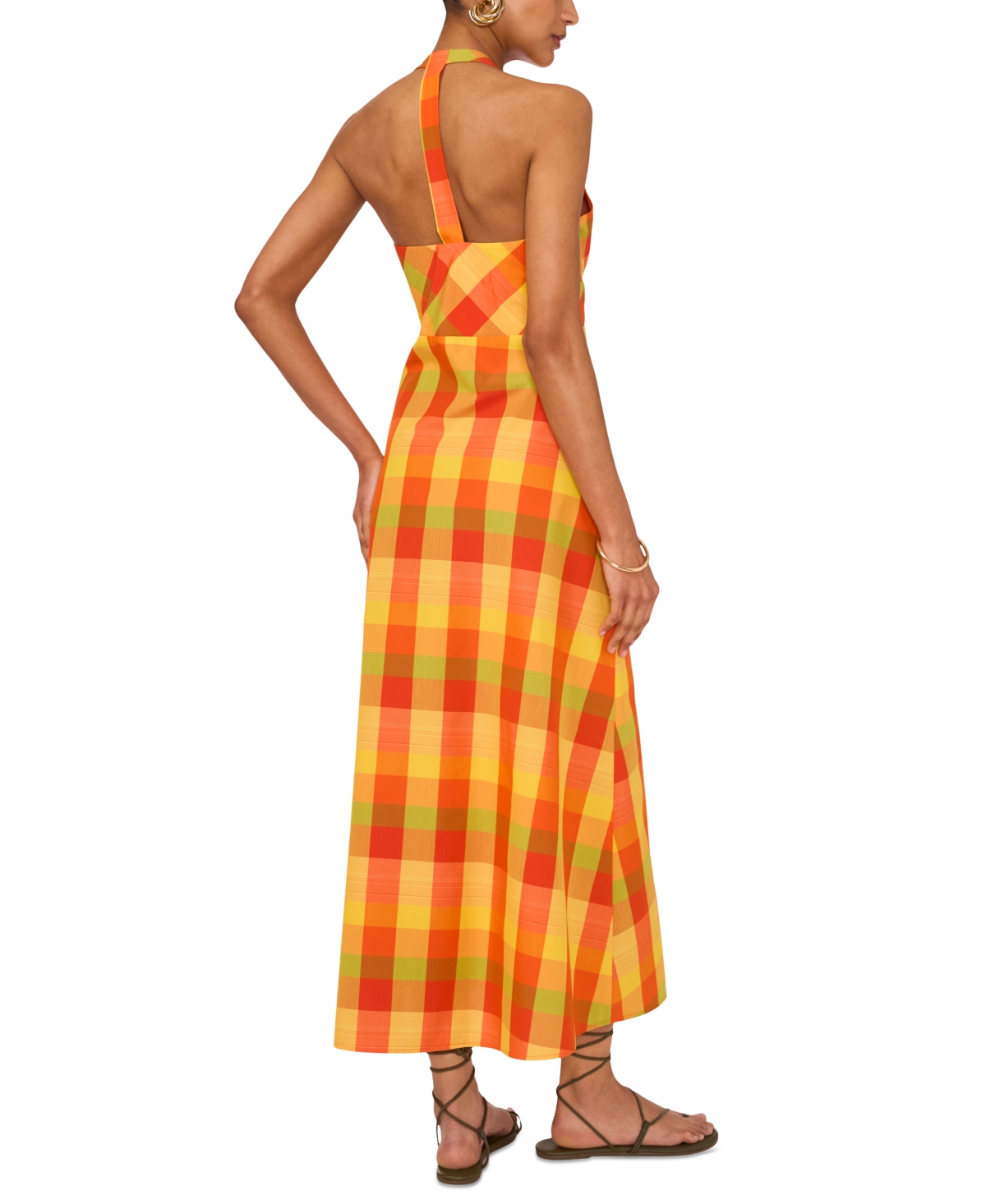 1.state Check Halter Maxi Dress