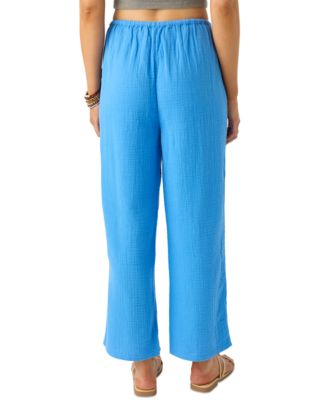 Juniors' Brenda Pull-On Cotton Crinkle Pants