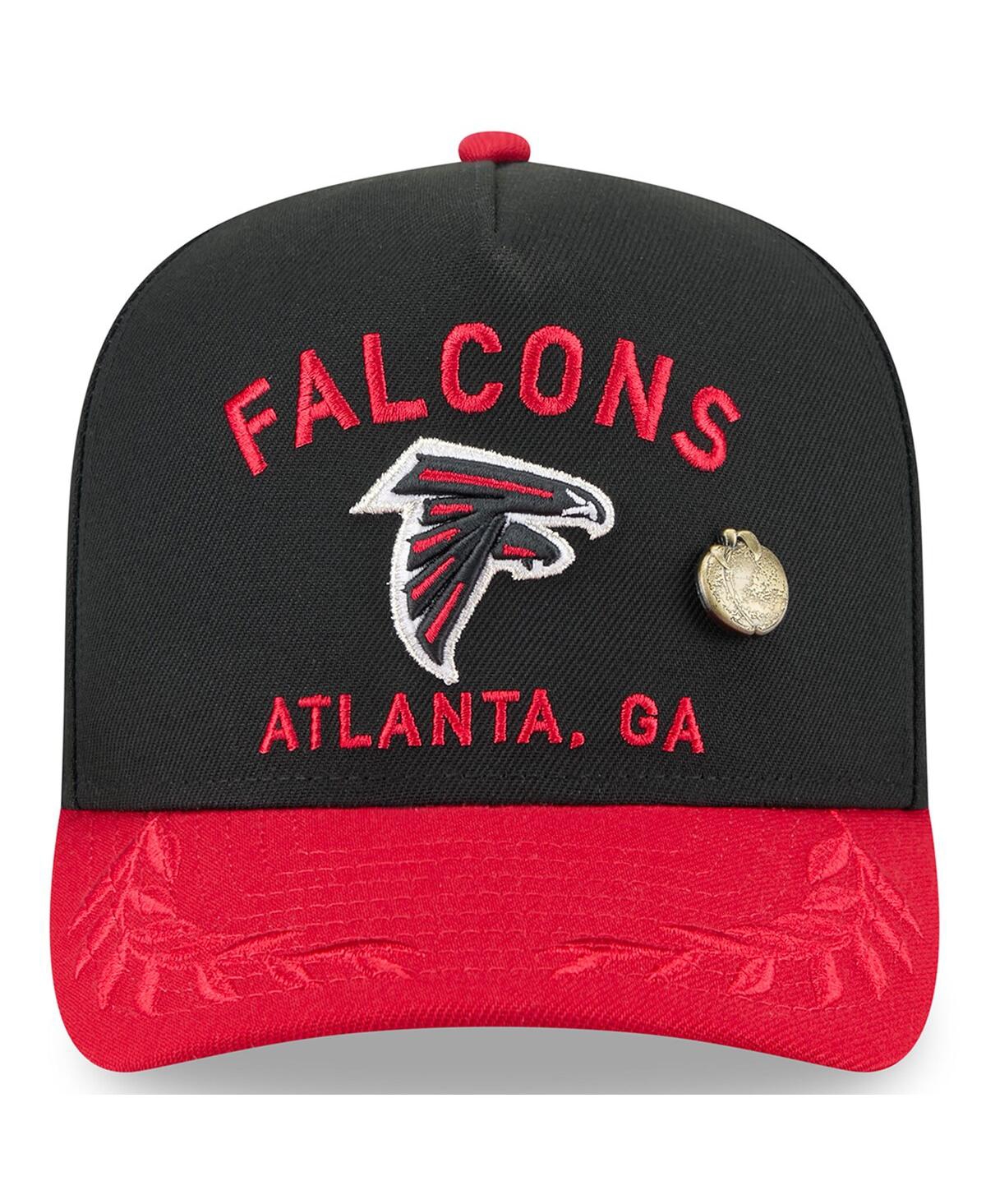 New Era Men's Black/red Atlanta Falcons 2025 Nfl Draft On Stage A-frame 59fifty Fitted Hat In Black,red