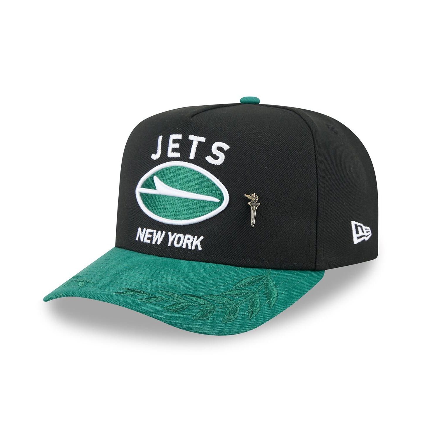 Мужская кепка New Era Black/Green New York Jets 2025 NFL Draft On Stage A-Frame 59FIFTY Fitted Hat — фото 1