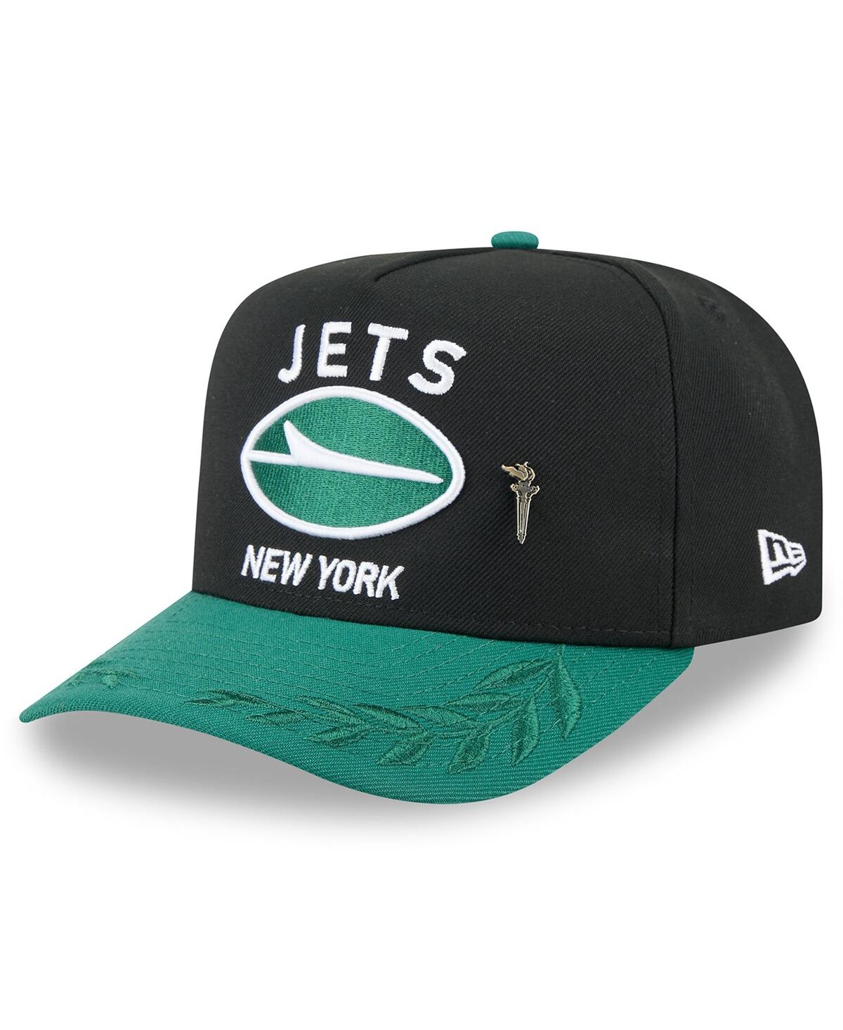 Shop New Era Men's Black/green New York Jets 2025 Nfl Draft On Stage A-frame 59fifty Fitted Hat In Black,green