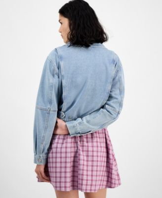 Juniors' Zip-Up Denim Jacket