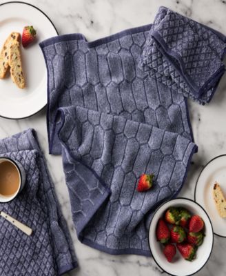 Honeycomb Chambray Textured Cotton Kitchen Towel Set, 16" x 28"